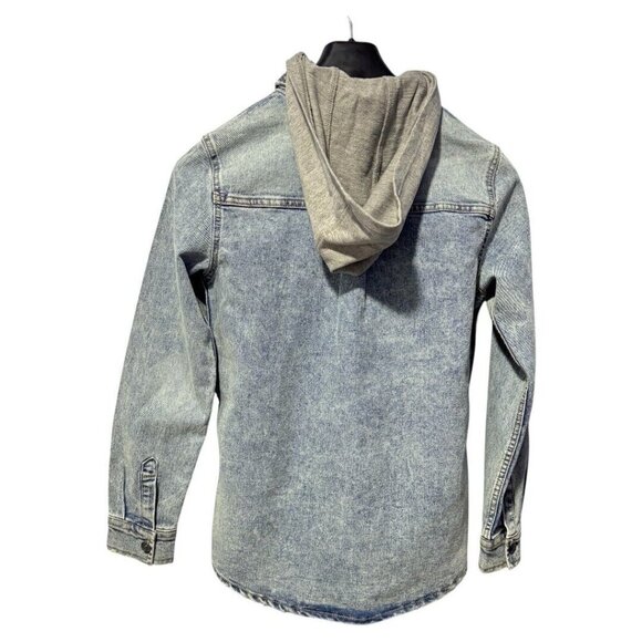 Silver jeans Men's Hooded Denim Jacket/shirt with removable cotton hood Size L - Picture 5 of 7